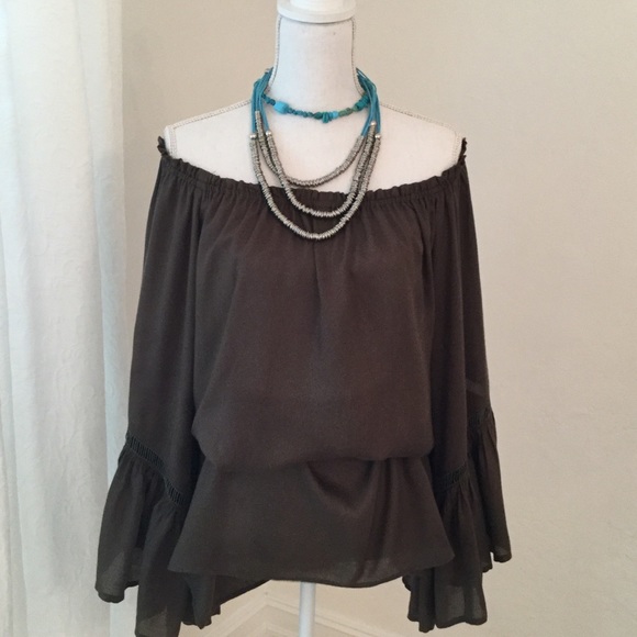 OFF SHOULDER BELL SLEEVES BLOUSE/DRESS/COVER-UP - Picture 2 of 5